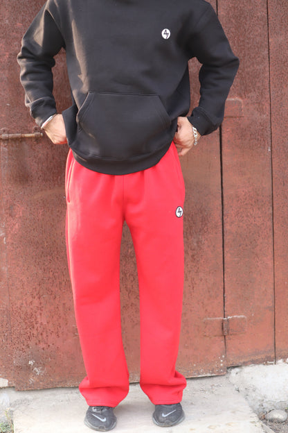 RED WIDE LEG HEAVY WEIGHT SWEATPANTS