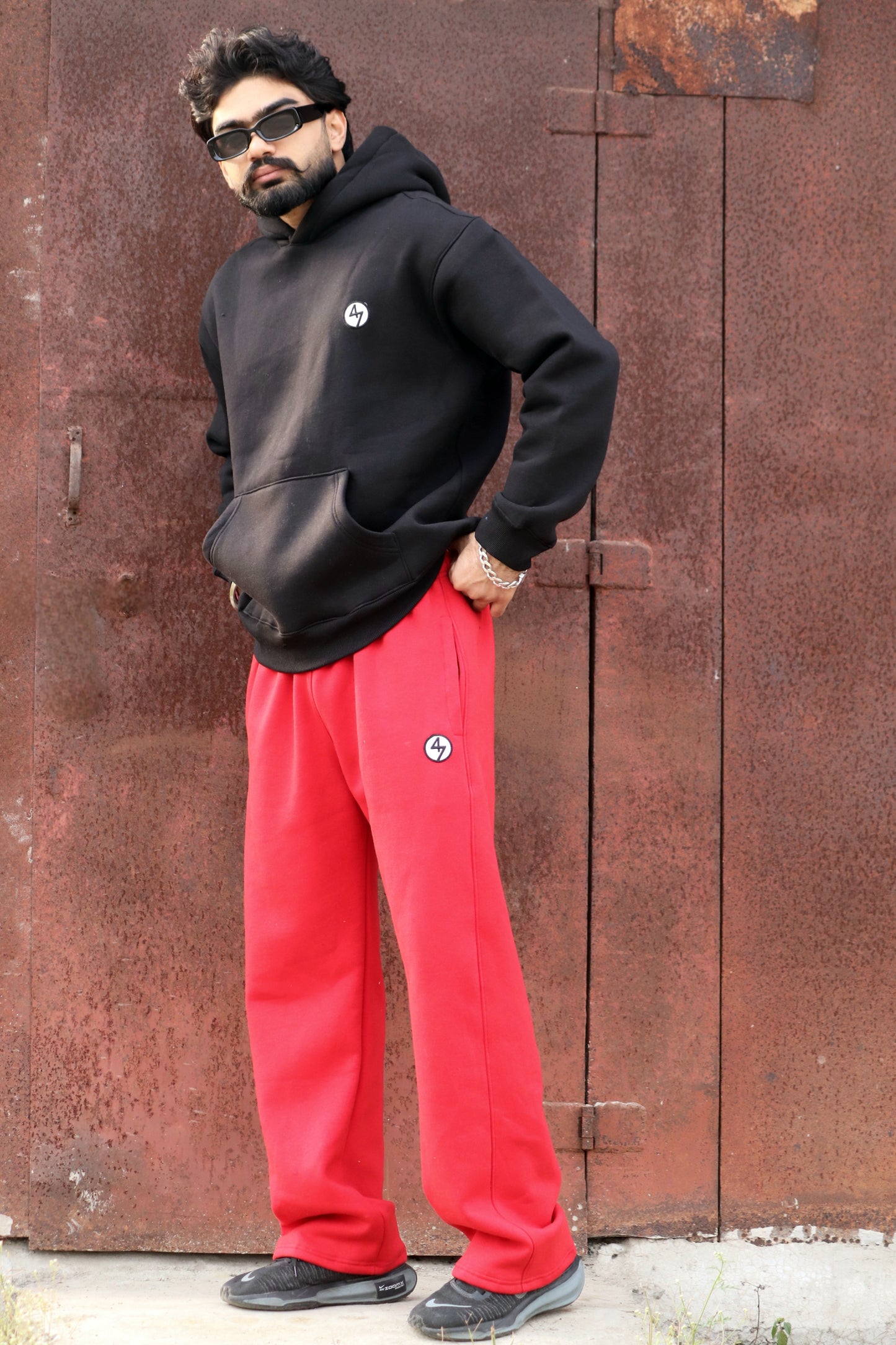 RED WIDE LEG HEAVY WEIGHT SWEATPANTS