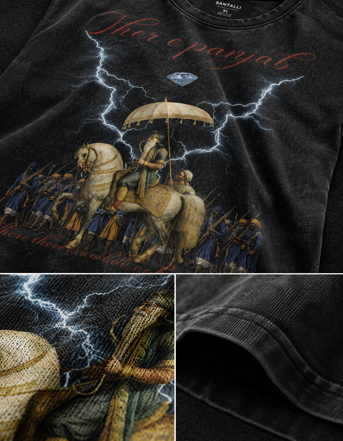 SHER E PANJAB OVERSIZED ACID WASH T-SHIRT