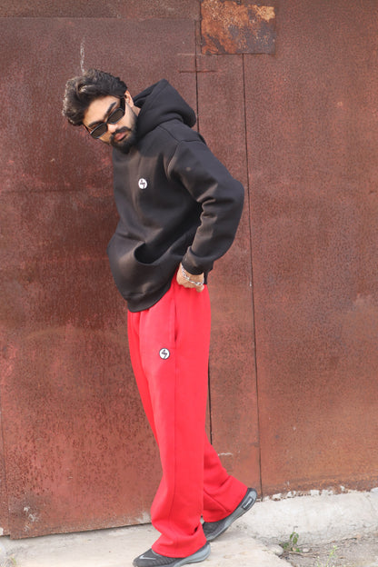 RED WIDE LEG HEAVY WEIGHT SWEATPANTS